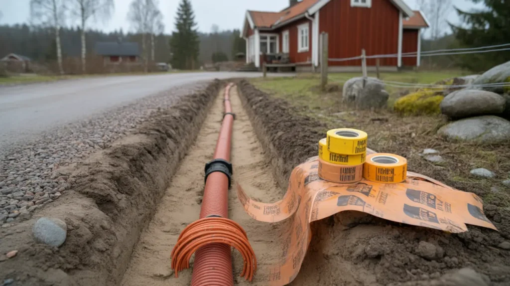el och fiber i mark p tomten r tt djup skyddsr r och markeringsband praktisk guide som minskar risken f r avgr vda kablar