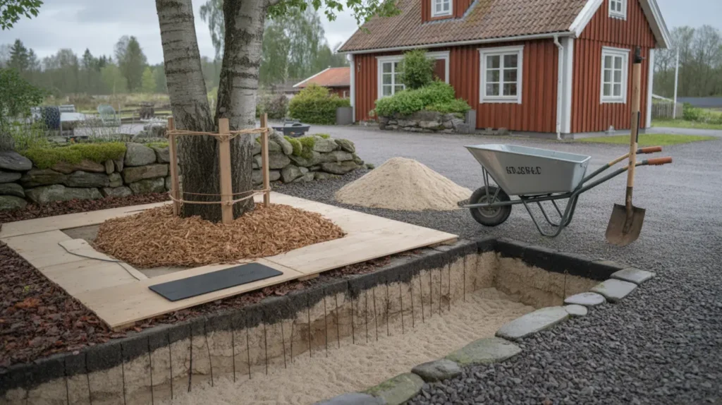 skydda tr dens r tter vid markarbete p tomten rotzon schakt och terfyllnad steg f r steg
