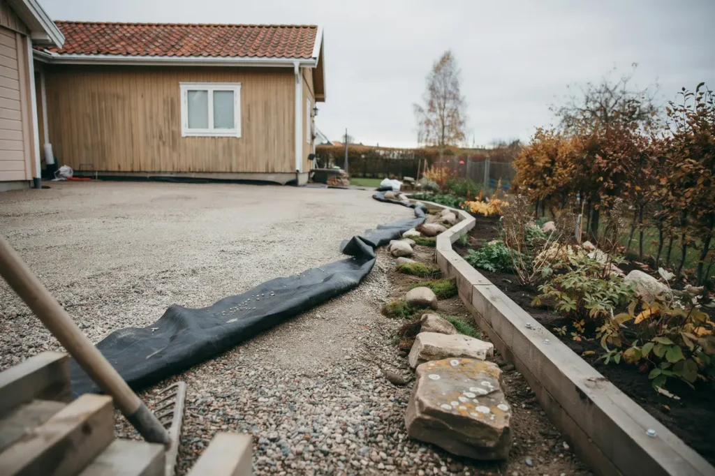 s v ljer du r tt markduk p tomten f r uppfart g ngar och planteringar utan framtida problem